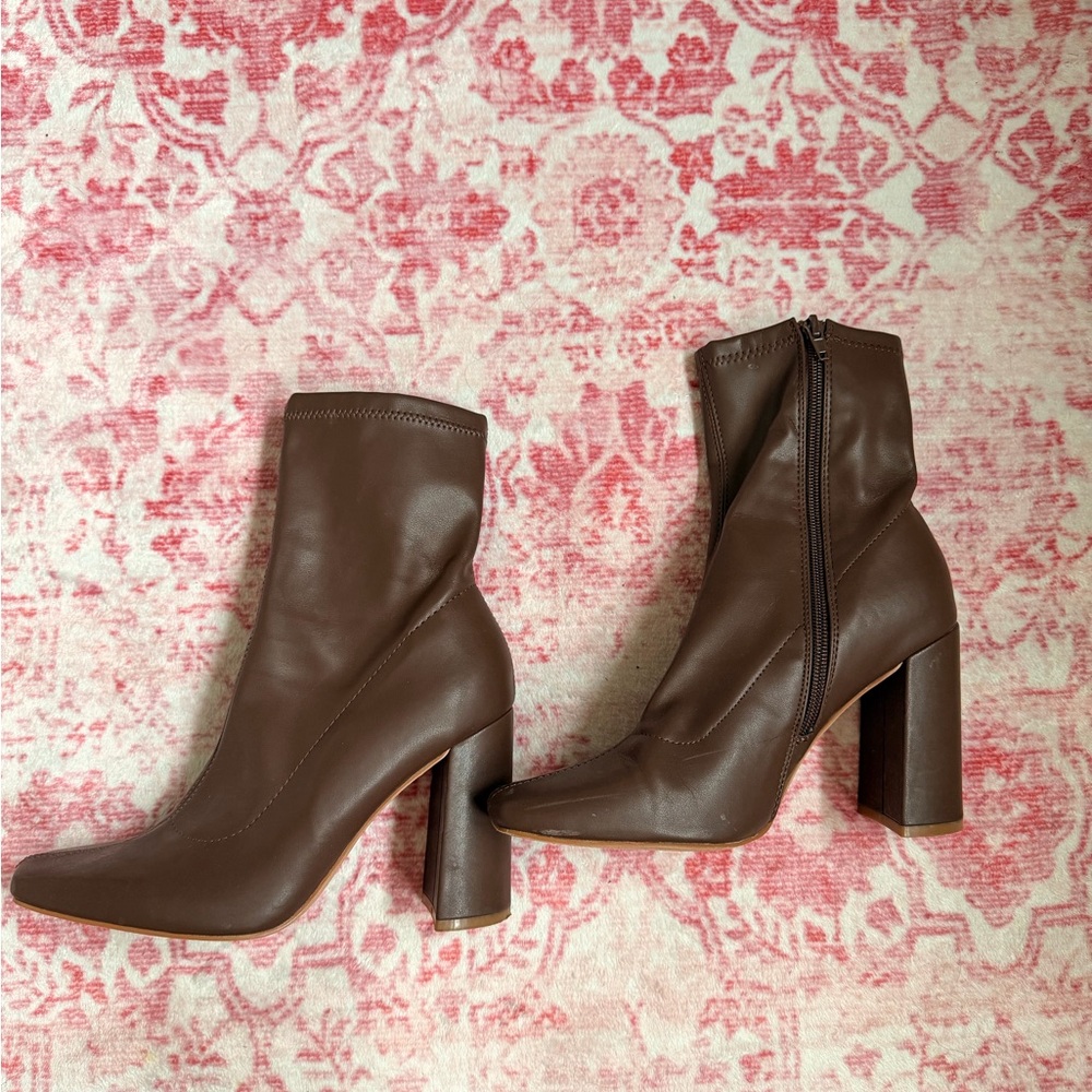 Elegant Brown Leather Ankle Boots